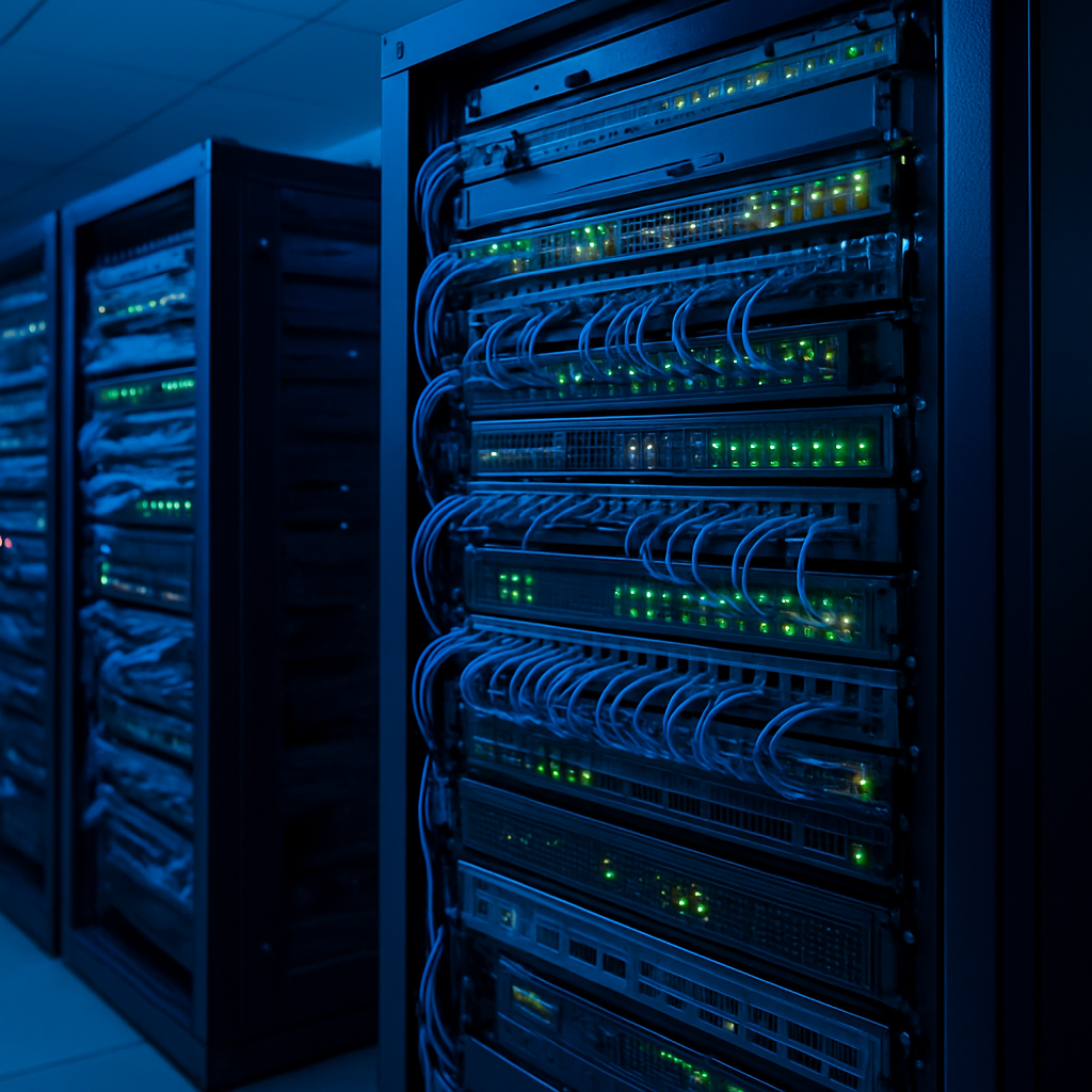 Técnico da RAS Informática realizando manutenção em servidores